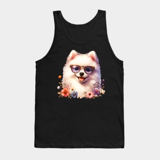 American Eskimo Dog Floral Tank Top